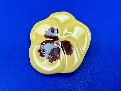 Yellow Flower Pansy AVON 1981 Vintage Porcelain Shaped Pin Brooch • $6.49