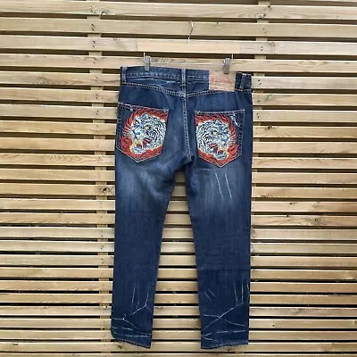 Ed Hardy Jeans Mens UK Size W34 L32 Blue Panther Godfather Christian Audigier • £79.99