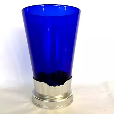 Art Deco: Kensington Aluminum Gainesborough Cobalt Glass Vase Vintage Shelf478 • $215