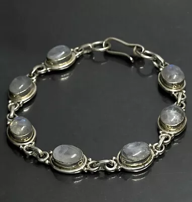 Vintage Sterling Silver Bracelet With Moonstone 8 In Tested 18.06g Stunning✨ • $75