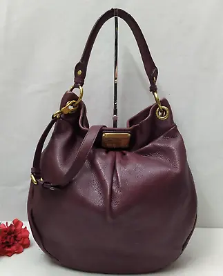 Marc By Marc Jacobs Classic Q Hillier  Purple Plum Leather Hobo Shoulder Bag • $135