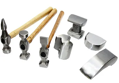 7pc Auto Body Panel Dent Repair Tool Kit Wood Body Beating Hammers  Dollies Set • $48.44