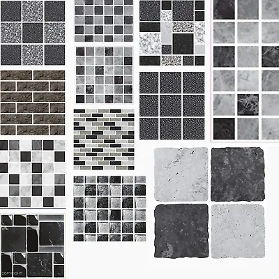 £5.99 • Buy Black Mosaic Stone Tile Stickers Transfers Kitchen Bathroom Peel And Stick.