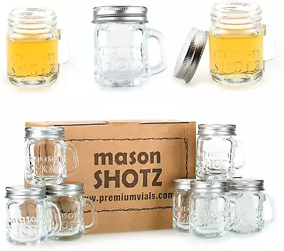 Premium Vials - Mini Mason Jar Shot Glasses With Handles (Set Of 8) – Leak-Proof • $19.07