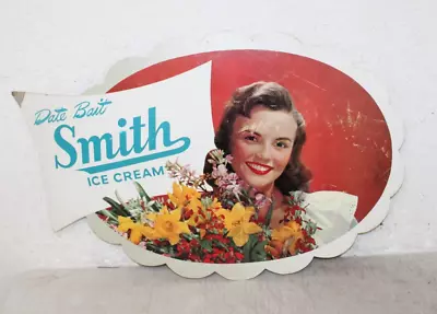 SMITH ICE CREAM SIGN VINTAGE 1950 S Or  60'S CARDBOARD 19 X 27 • $59.99