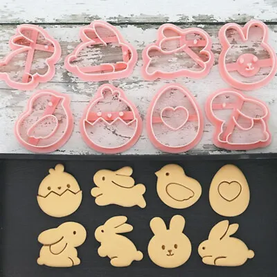 Easter Cookie Cutters And Stamps8PCS Mini Pressable Easter Biscuit Cutters Set • £5.99