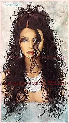 Swiss Lace Front Deep Lace Part Long Curly Heat Friendly Wig Color 1b  Sexy 318 • $77.59