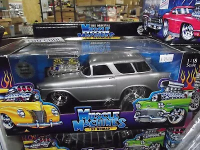 Muscle Machines 1/18 55 Chevrolet Nomad Silver NIB • $69.99