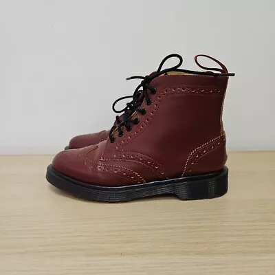 Dr Martens Anthony Red Cherry Leather Ankle Brogues Wingtip Boots Size Uk 6 • £99.99