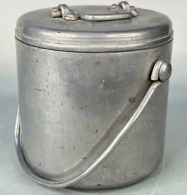 Vintage French Traditional Workers Small Lightweight Round Aluminium Lunchbox • $11.19