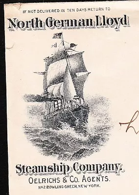 North German Lloyd Steamship Co Oelrichs New York StaP Flag #3 Cover City 9u • $24.50