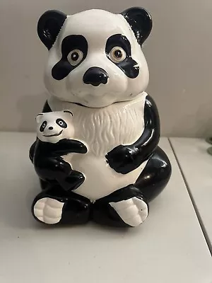 VINTAGE PANDA BEAR And BABY BEAR COOKIE JAR • $13.99