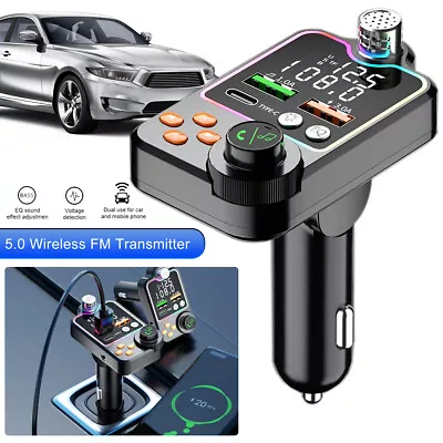 Bluetooth FM Transmitter Car Bluetooth MP3 Player Reusable Dual USB Screen FabIK • $15.79
