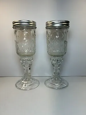 Lot Of 2 Mason Jar Wine Glasses 8  Tall • $10