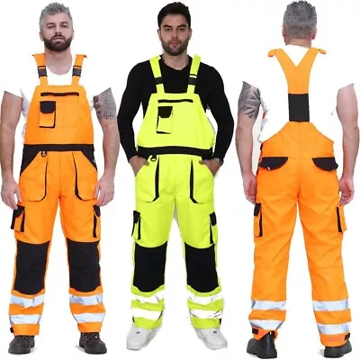 £49.99 • Buy Mens Hi Viz Contrast Overall Bib & Brace Waterproof Breathable Dungarees Trouser