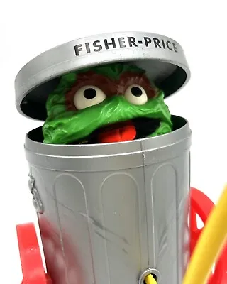 $12 • Buy Vintage Fisher Price Sesame Street Oscar The Grouch Pop Up Pull Toy 1970s Muppet