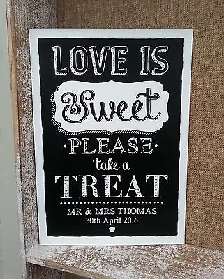£25 • Buy Personalised Love Is Sweet Poem Candy Buffet/cart Chalkboard Style Wedding Sign