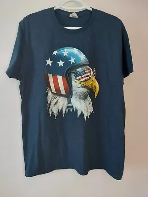 Eagle With Stars And Stripes Helmet Women's Blue Large T-Shirt Cap Sleeve • $15.99