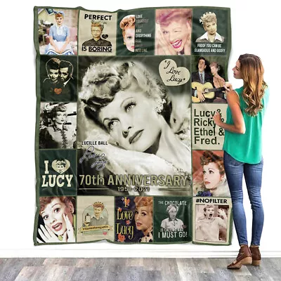 I Love Lucy 70th Anniversary Blanket TV Series Fleece Sherpa Blanket • $35.95