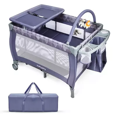 3 In 1 Portable Pack And Play With Bassinet Convertible Baby Travel Crib Playar • $186.85