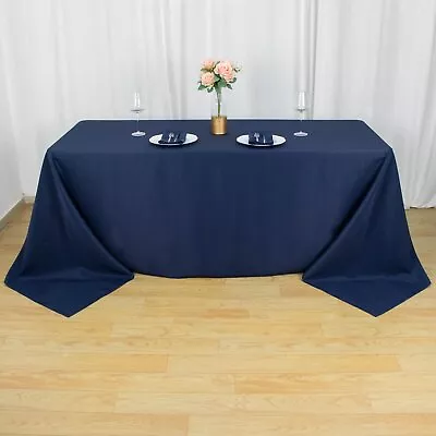 90x132  Navy Blue PREMIUM RECTANGLE Polyester TABLECLOTH Catering Linens Home • $15.76