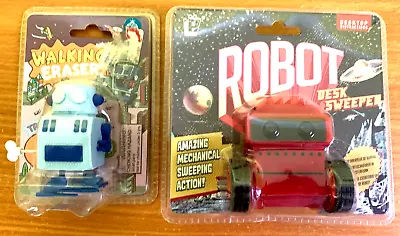 2 Robots - Walking Eraser / Desk Sweeper( Still In Sealed Packaging) • £2.50