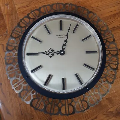 West German Clock By EURASTYLE Mid Century Vintage Clock 60s 70s Wall Clock • £16.95