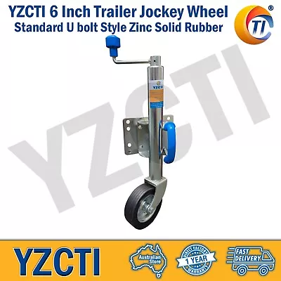 YZCTI 6 Inch Trailer Jockey Wheel Standard U Bolt Style Zinc Solid Rubber • $75