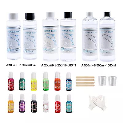 DIY Craft 1:1 Epoxy Resin+12 Colors Pigment Dye Casting Paste AB Clear Resin AU • $15.87