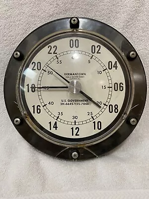 Vintage Germantown U.S. Goverment 24 Hour Military Navy Clock Parts Repair AS IS • $39.95
