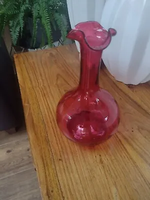 Antique Cranberry Glass Vase • £8.99