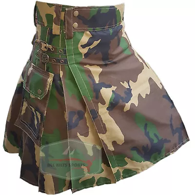 $59.97 • Buy Woodland Camo Military Utility Kilt For Men
