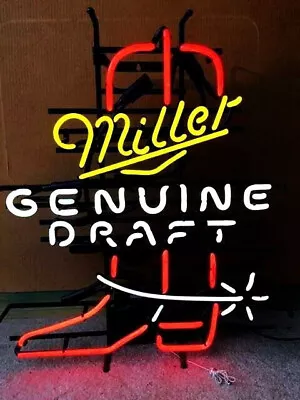 Miller Genuine Draft Boot Neon Sign 19x15  Home Bar Sport Pub Store Wall Decor • $138.84