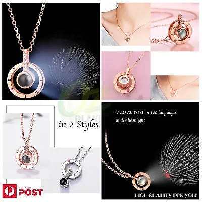 Necklace 100 I Love You Rose Gold Silver Roman Numeral Pendant Memory Gift • $7.99