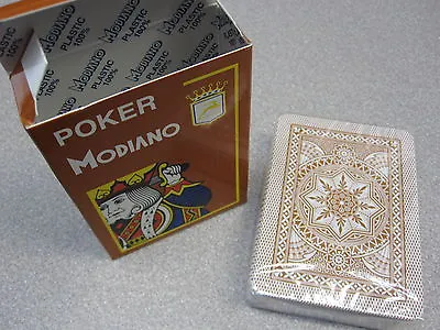 Modiano Plastic Playing Card Deck POKER LARGE INDEX ORANGE Made In Italy New • $11.99