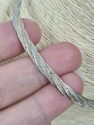 £29.99 • Buy Flat Snake Necklace Sterling Silver Triple Plat Gold Plate Vintage 40cm Long