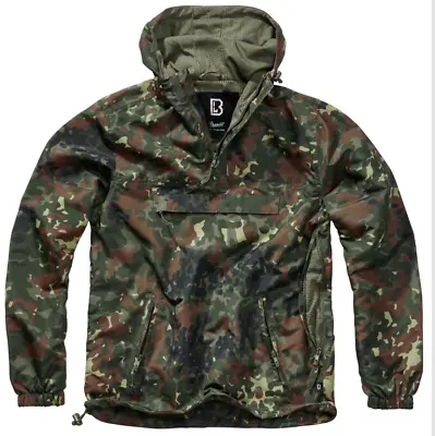 Brandit Windbreaker Anorak Summer Hoodie Rain Jacket Outdoor Hiking Flecktarn • $49.90