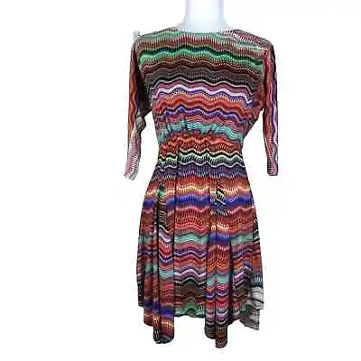 T-BAGS LA Dress Funky Colorful Pattern Mini Flowy Size XS Stretch • $20