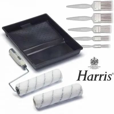 Harris 9  Paint Roller Set Complete Decorating Kit + Trojan Paint Brushes 9 Pc • £12.95