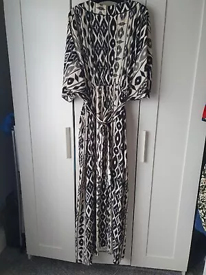 £11.90 • Buy Peacocks Designer Bnwt Maxi Dress. Size 18T Kimono Sleeve. Black Aztec Print. 