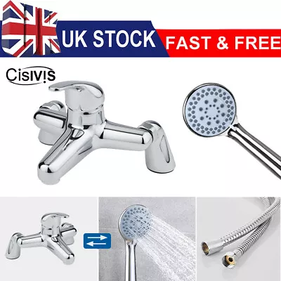 Modern Chrome Bath Filler Shower Mixer Tap With Multi Mode Shower Head Bathroom • £22.99