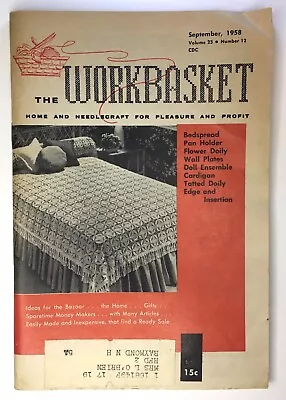 Workbasket Magazine September 1958 Knit Crochet Tatting Needlework Crafts Ads • $4.50