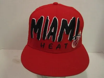Miami Heat New Era NBA Hardwood Classics Snapback Hat Red Black Big Script EUC • $12.97