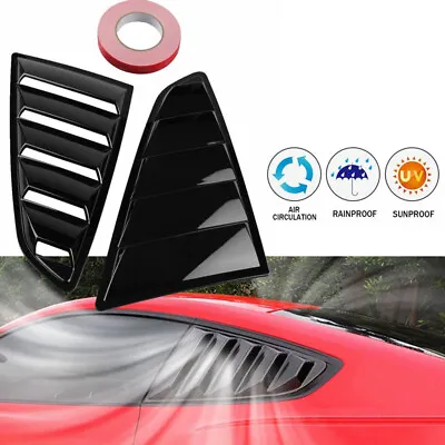 $32.98 • Buy Pair Quarter Side Window Scoop Louver Cover For Ford Mustang 2015-21Gloss Black