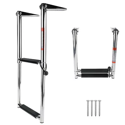 2-Step Telescoping Boat Ladder 304 Stainless Steel Durable Foldable • $39.99