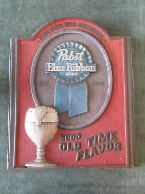 Pabst Blue Ribbon Beer PBR Old Time Flavor 3D Plastic Embossed Bar Sign 21 X 28 • $55