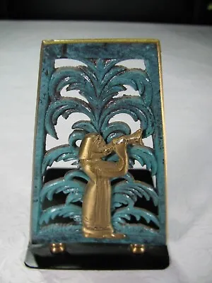 VTG Oppenheim Israel Hand Made Single Brass Book End-Tree & Horn Player Design • $13.99