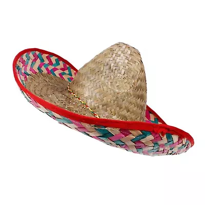 Mexican Sombrero Straw Hat Spanish Bandit Gringo Cowboy Wild Western Fancy Dress • £7.90