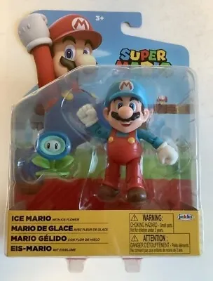 NEW Jakks Pacific 41544 World Of Nintendo 4  Mario ICE MARIO W/ICE FLOWER Figure • $18.95