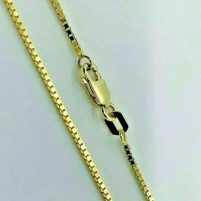 14K Solid Yellow Gold Box Chain Necklace Men's Women's 1.5mm Length 18  To 30   • $619.99